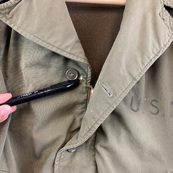 Vintage WWII USN Navy Deck Jacket N-4 Field Coat Medium Lined Green 1940s - Picture 8 of 16